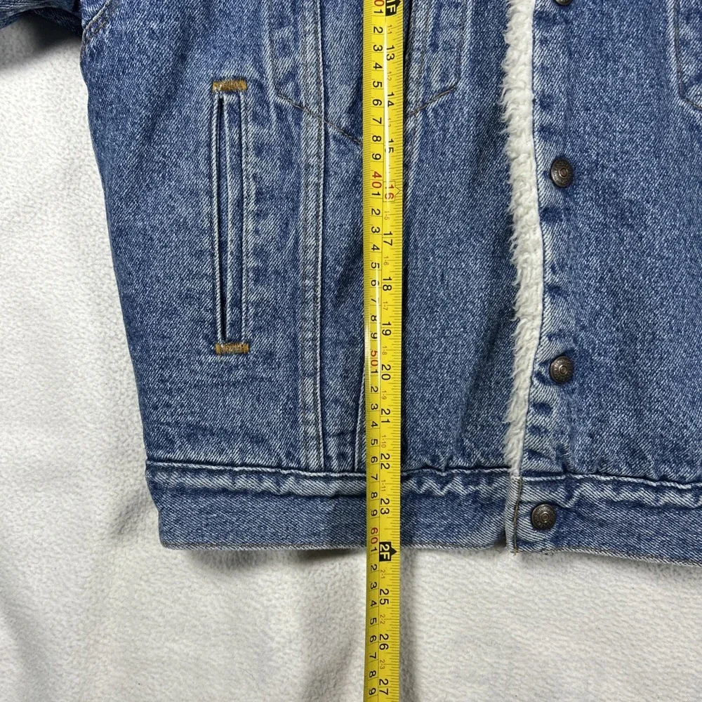 Levis Sherpa Lined Denim Trucker Jacket Mens S Blue Vintage Made in USA 70608